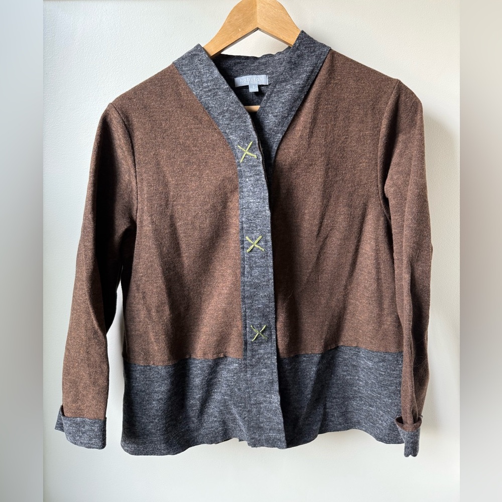 HABITAT Cardigan Sweater Jacket Lagenlook Artsy Art to Wear Boxy Goblincore‎ S